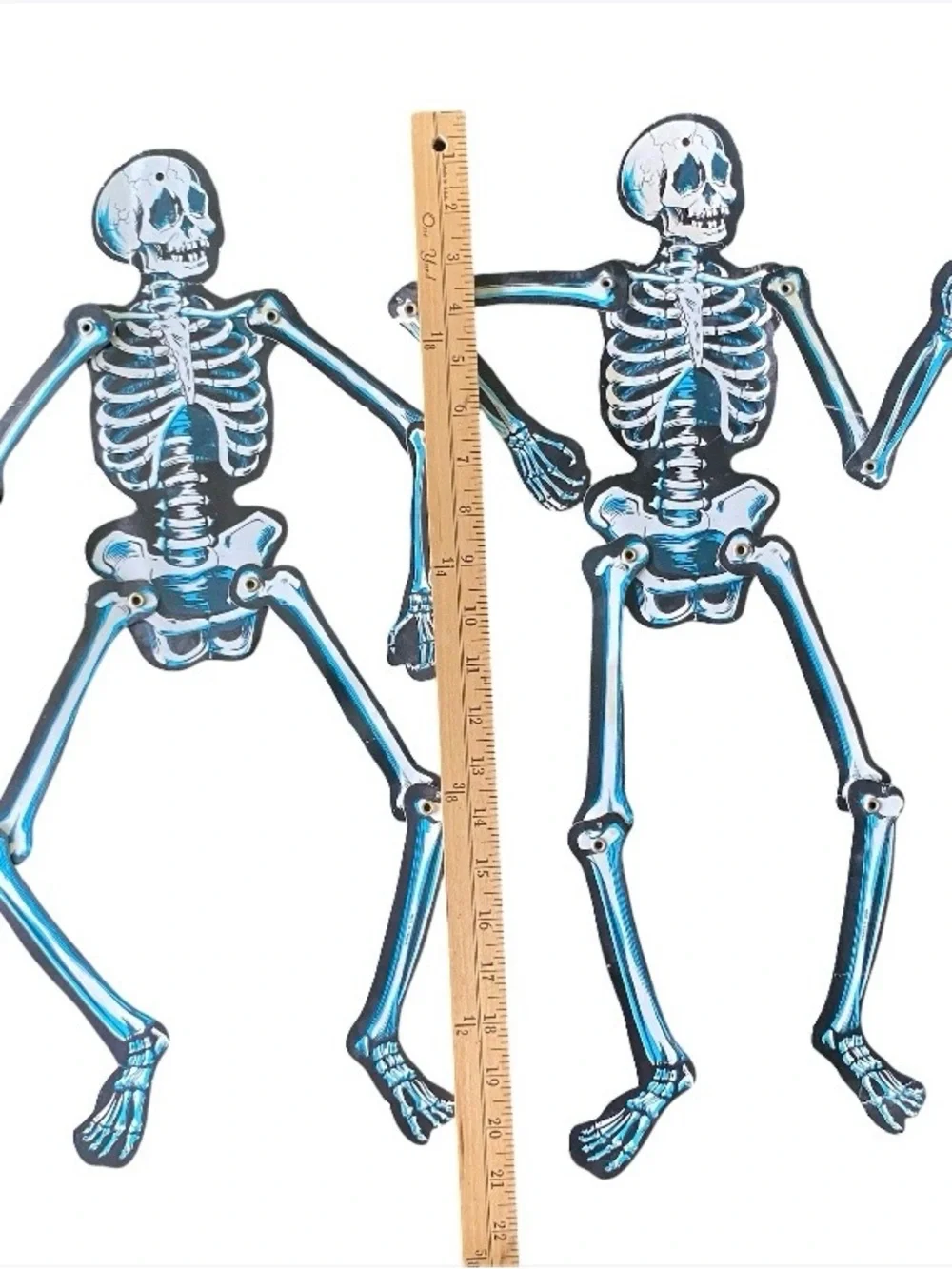 Vintage 80s Halloween Skeletons Die Cut Cardboard Jointed Articulated 22